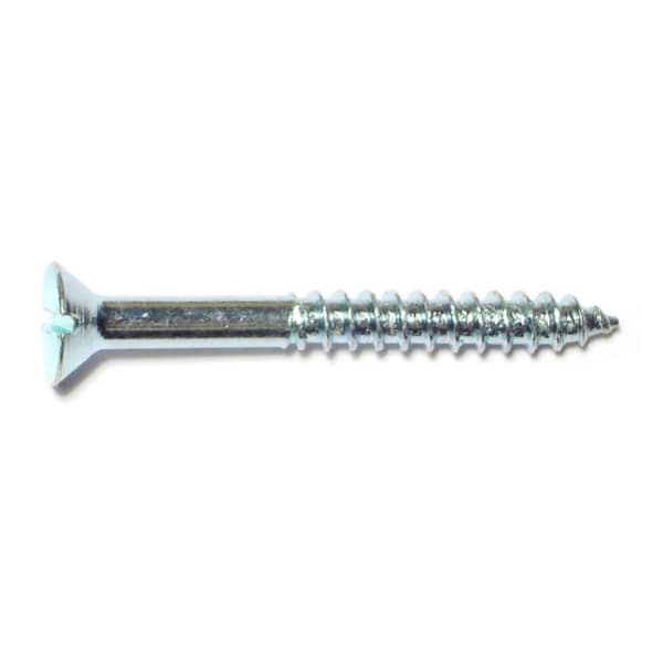 Midwest Fastener Wood Screw, #8, 1-1/2 in, Zinc Plated Steel Flat Head Slotted Drive, 30 PK 61666 - main